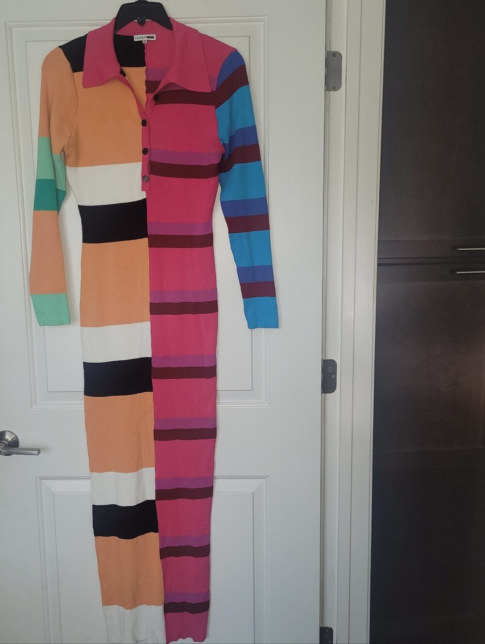 Fashion Nova Ina Colorblock Maxi Dress in Pink, Blue, Black, Peach, White, Mint